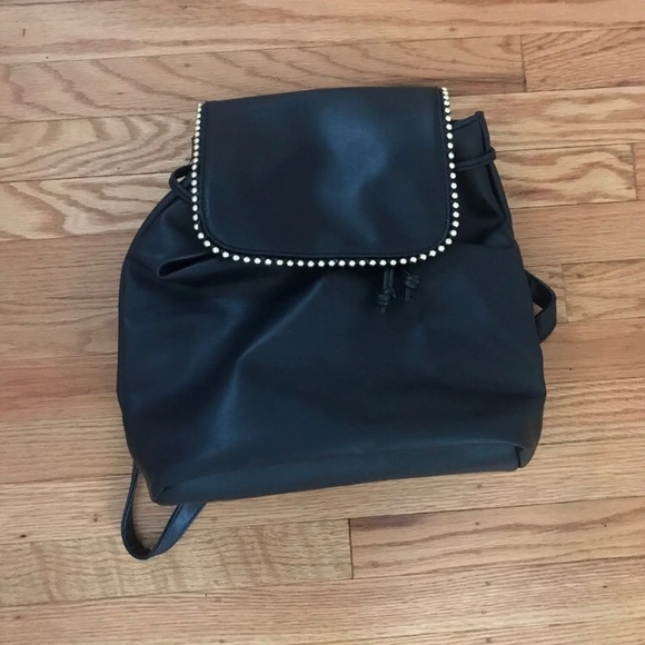 Studded Black Backpack Purse - Picture 1 of 5